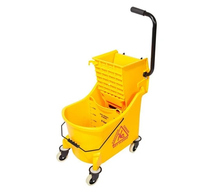 33 Lt Maxi Single Bucket With Divider + Wringer - Yellow 33 Lt Maxi Single Bucket With Divider + Wringer - Yellow